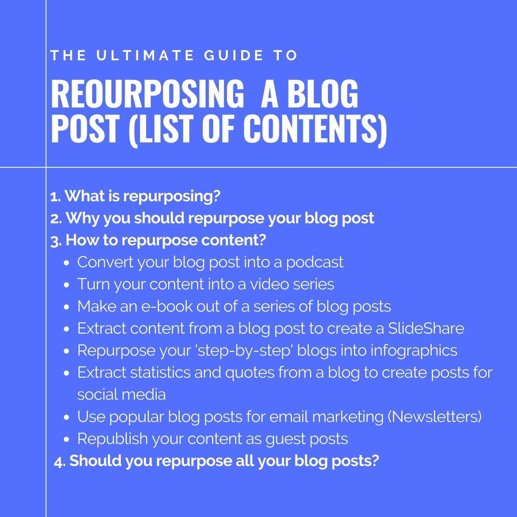 When you want to repurpose content The process usually includes?