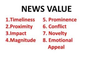 What are the 7 elements of news?