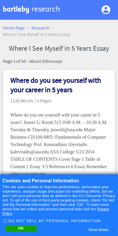 Where would you like to be in your career five years from now?